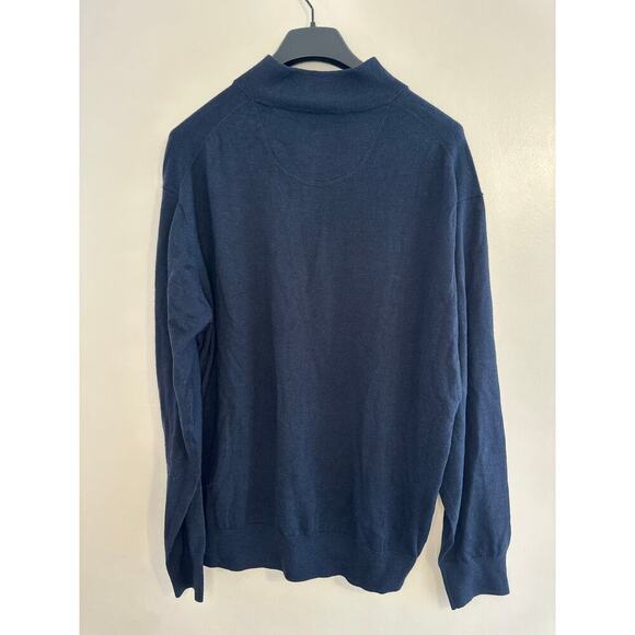 Orvis Mens 100% Merino Wool 1/4 Zip Navy Sustainable Pullover Sweater Size XXL - Picture 2 of 6